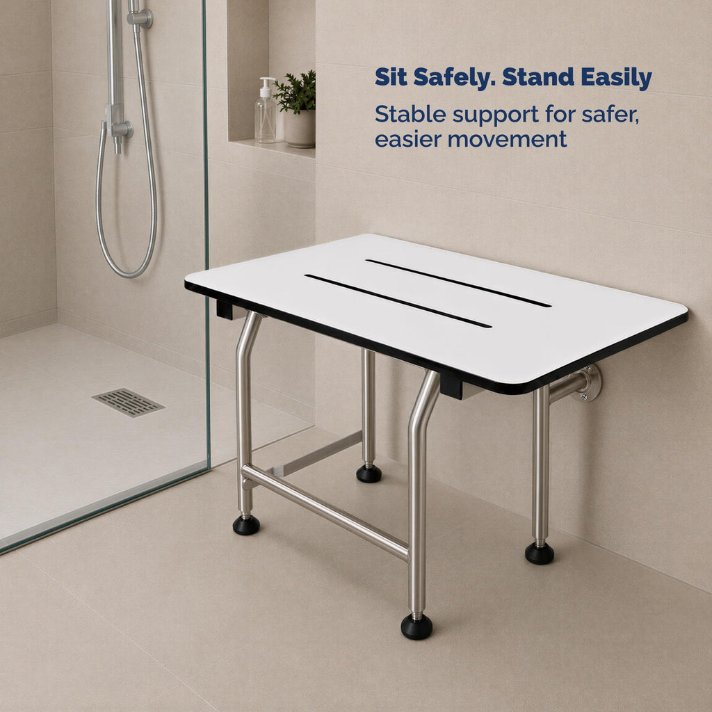 Wall Mounted Phenolic Folding Shower Seat with Legs G984