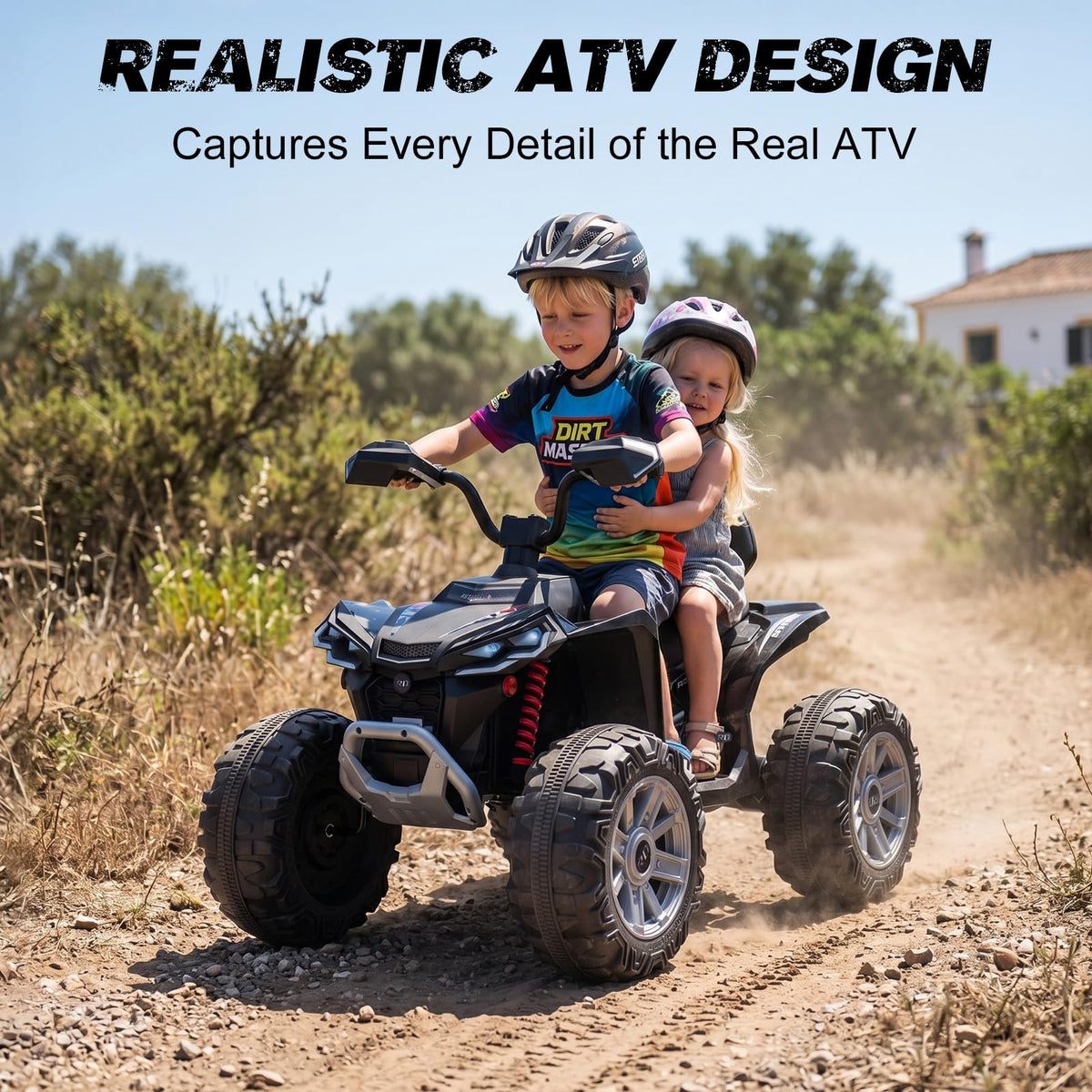 24V 2 Seater Kids ATV with LED Lights and Music, Black G636159