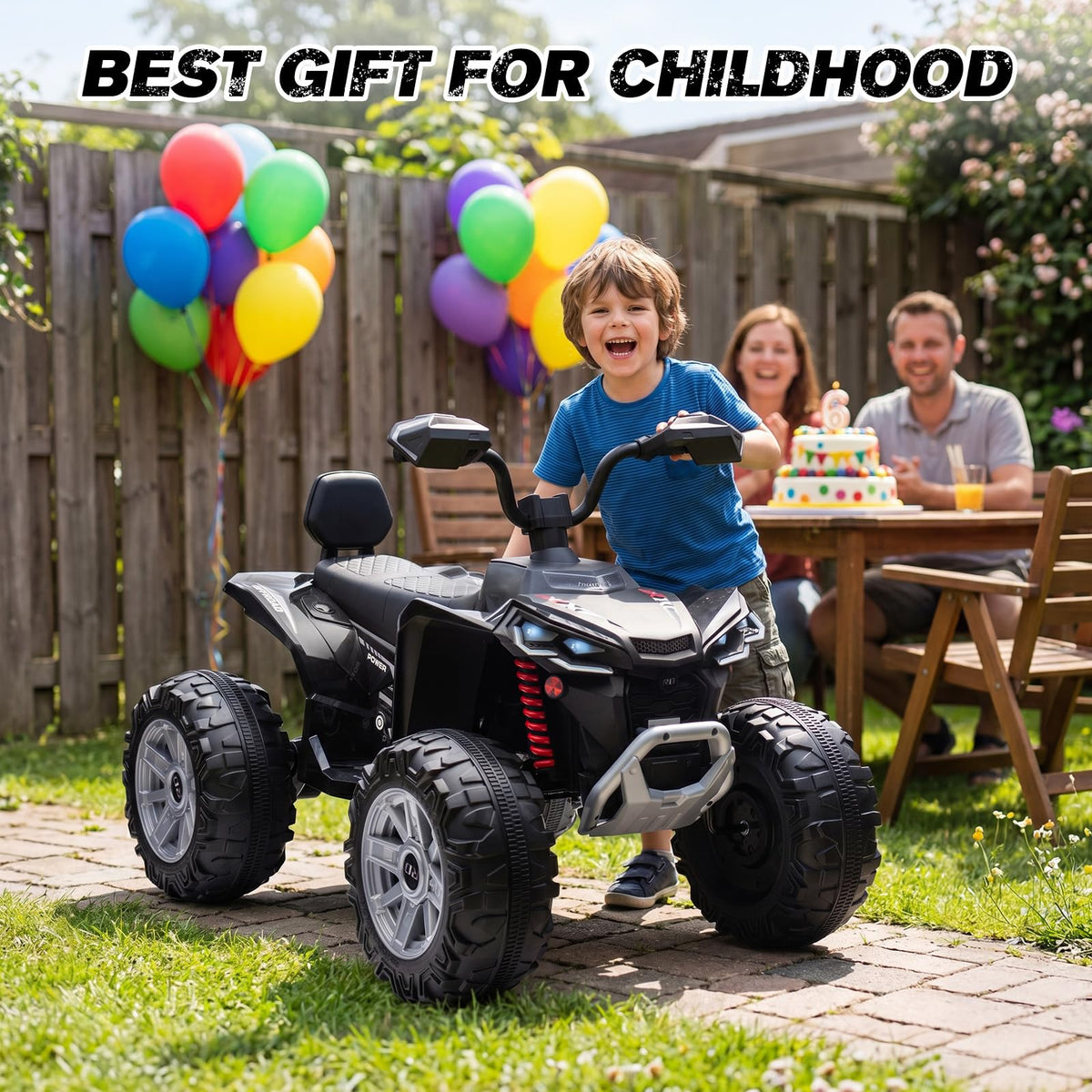 24V 2 Seater Kids ATV with LED Lights and Music, Black G636159