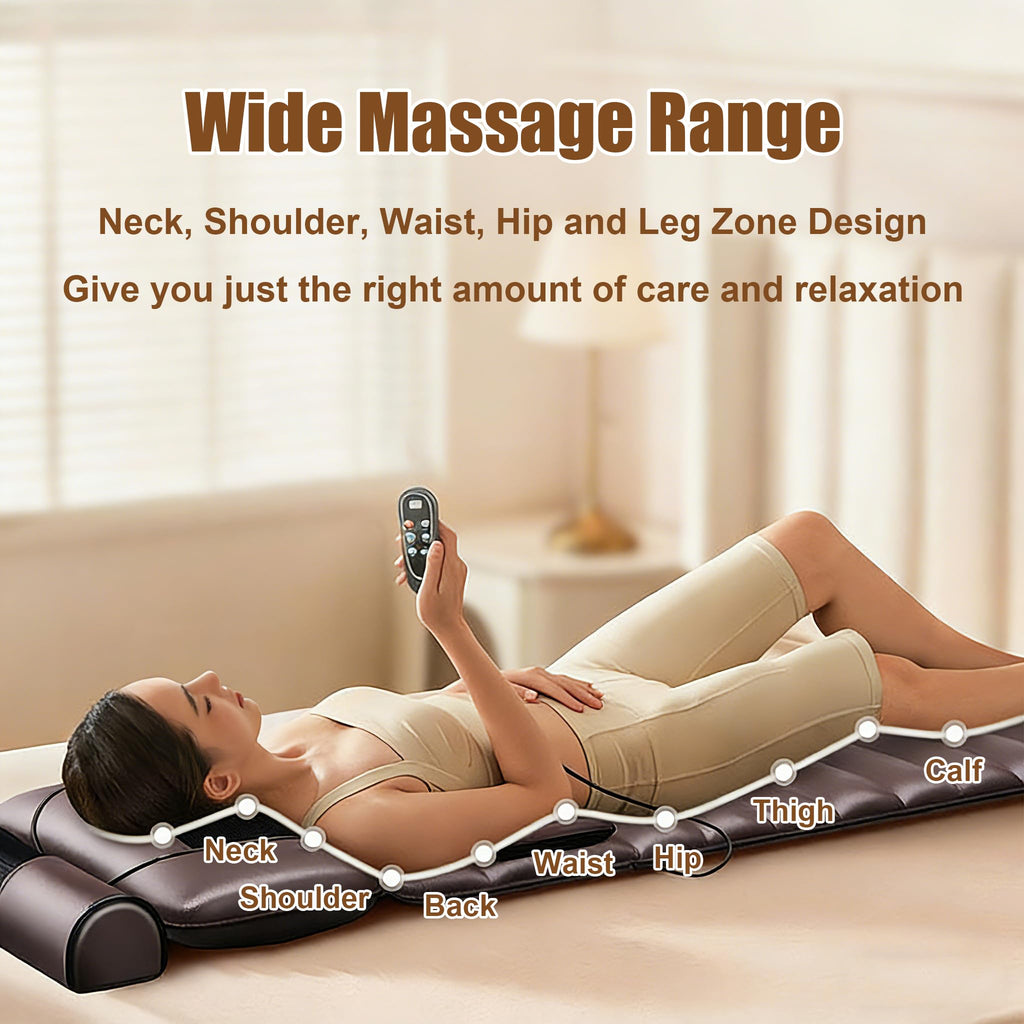 Brown Full Body Heating Massage Mat with Detachable Neck and Leg Massagers Z653322