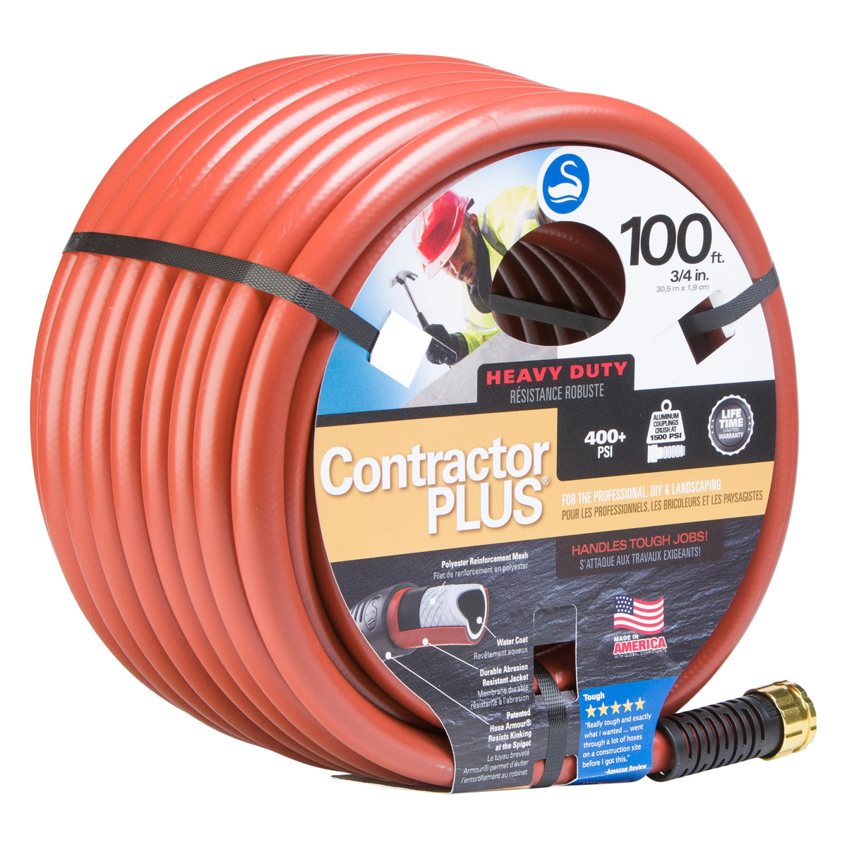 Heavy Duty Watering Hose, 100' Length, 3/4" Diameter, 400+ PSI, Red W74864