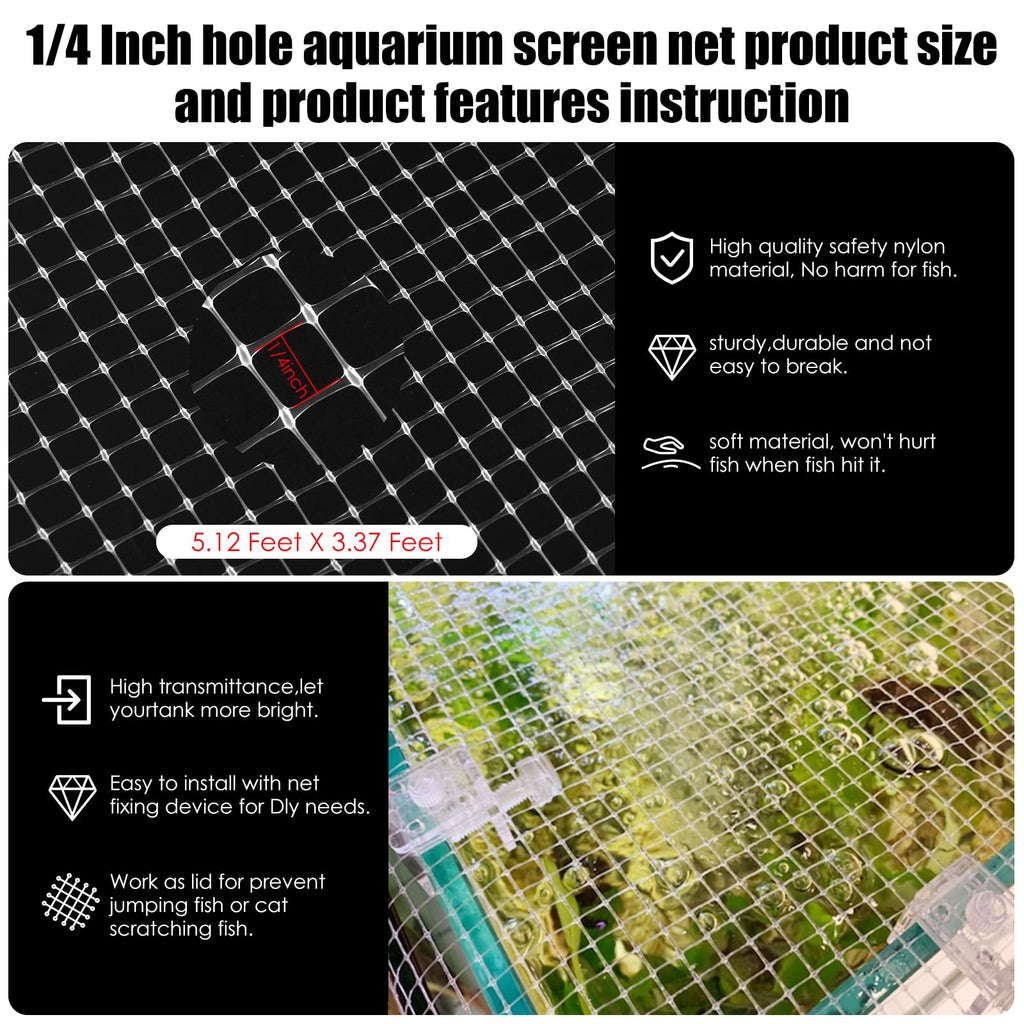 Transparent Mesh Aquarium Lid Cover 5.12 Feet X 3.37 Feet B31010