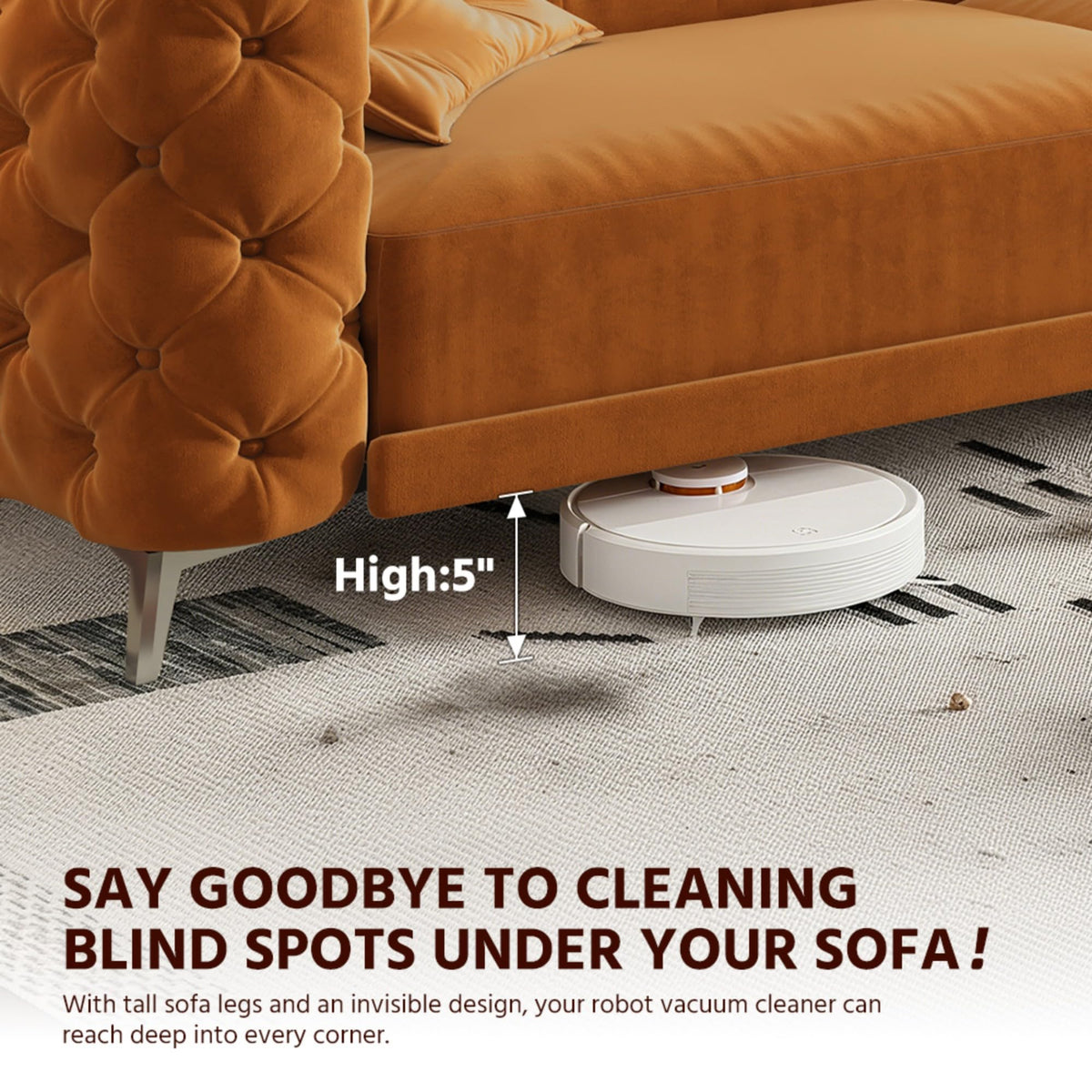 Velvet Convertible Sleeper Sofa with Ottoman L234981