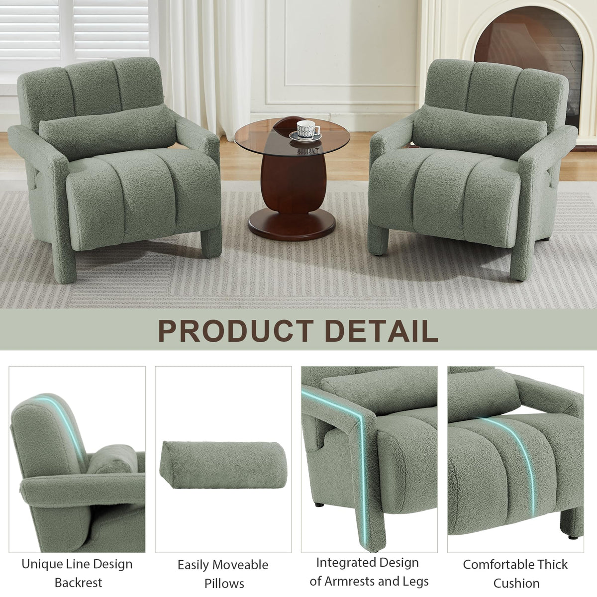 Green Accent Chair Set of 2 Z2399