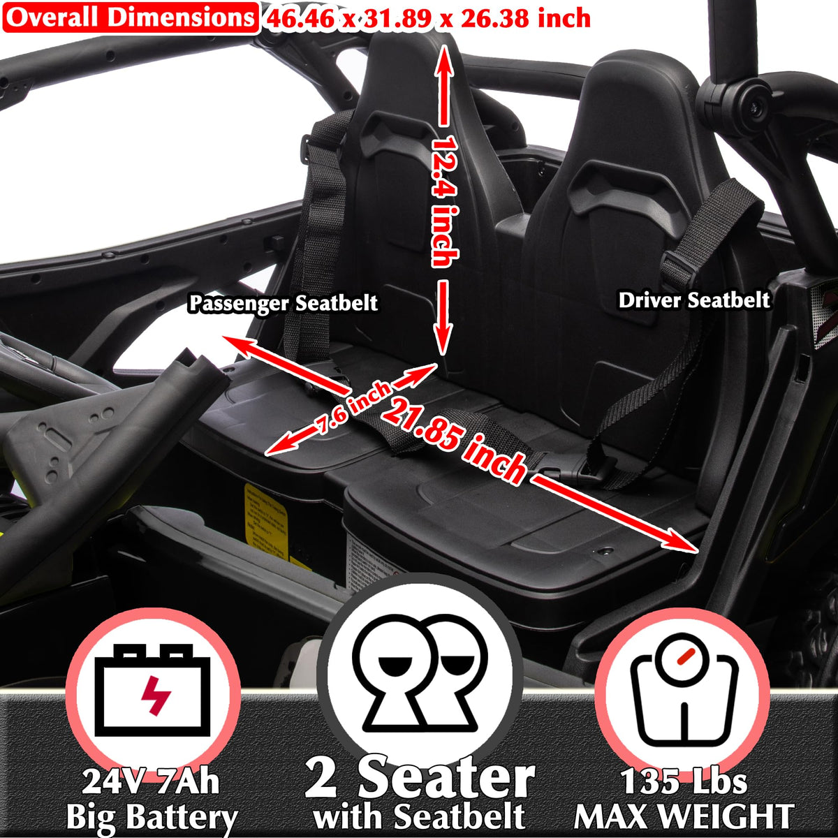 Black 2-Seater 4WD Ride On Car R8994