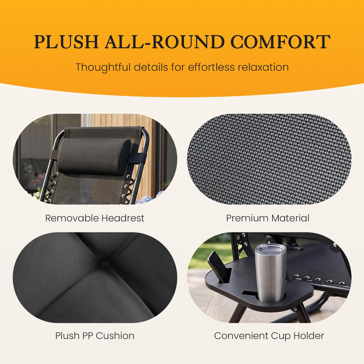 Zero Gravity Chair with Cup Holder Trays J5080