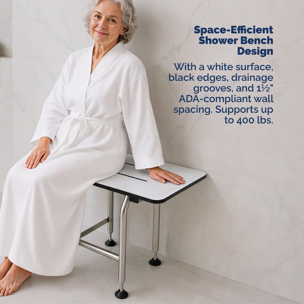 Wall Mounted Phenolic Folding Shower Seat with Legs G984