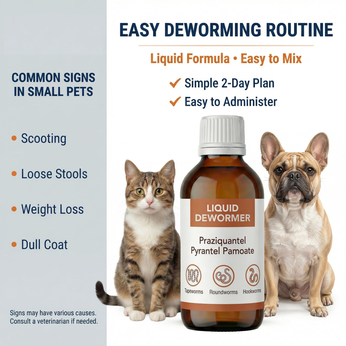 Praziquantel & Pyrantel Liquid Dewormer for Dog and Cat 3.4 fl oz H7892