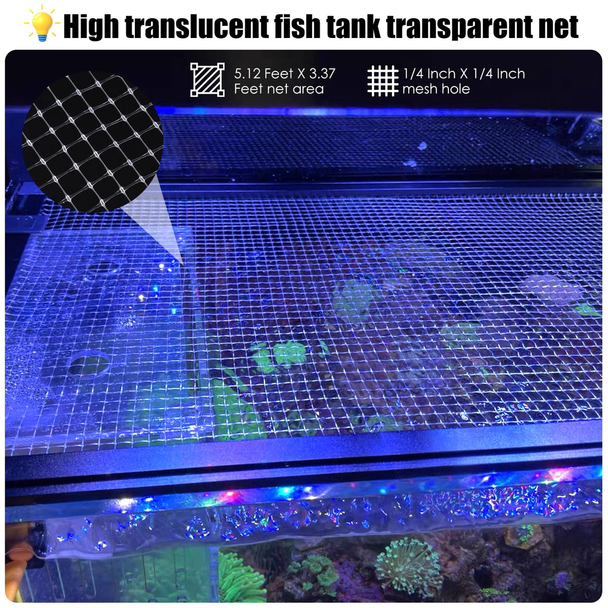 Transparent Mesh Aquarium Lid Cover 5.12 Feet X 3.37 Feet B31010