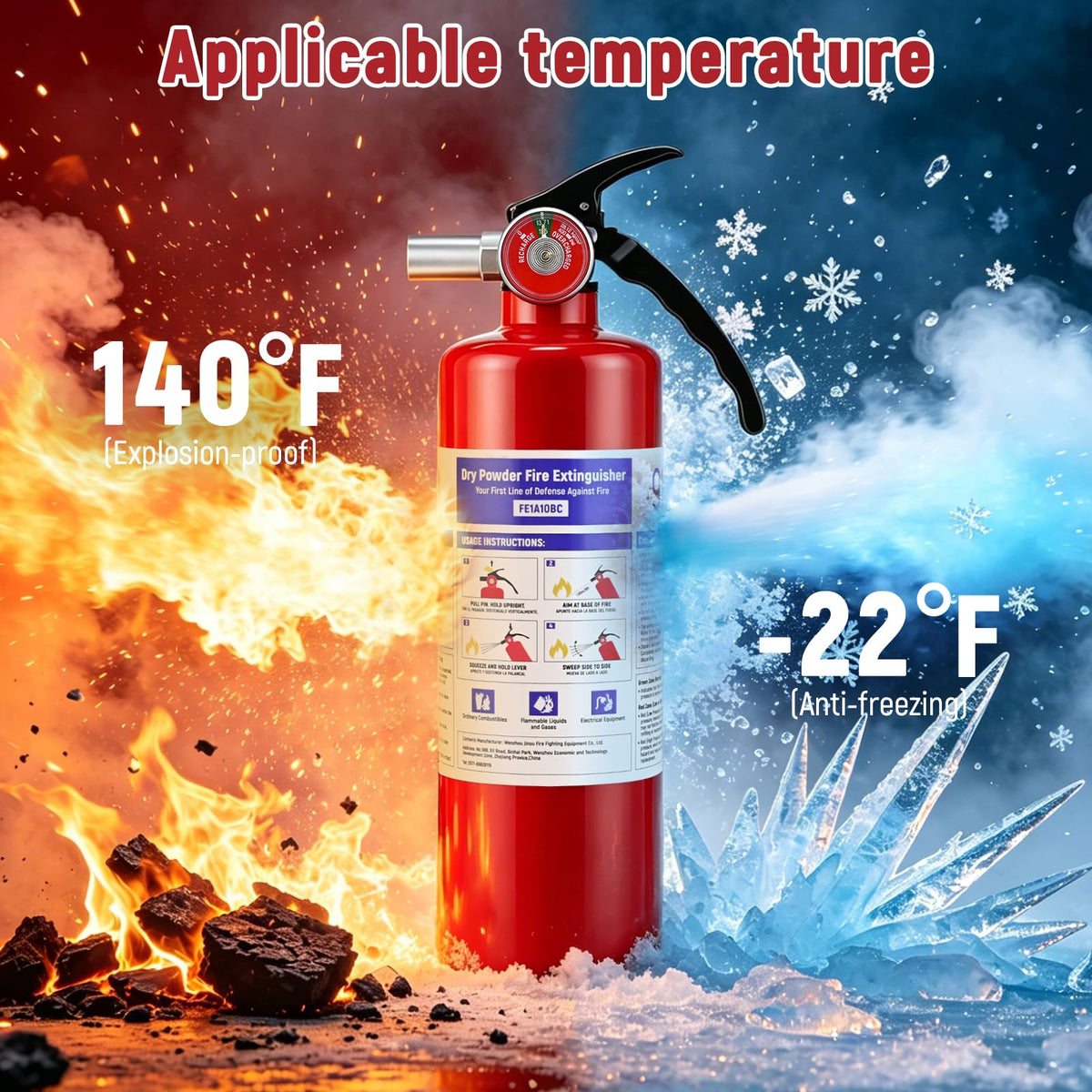 2 Pack 2.5LB ABC Dry Powder Fire Extinguisher Y126466