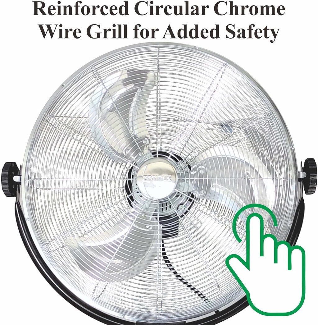 20" 3-Speed Metal Oscillating Stand Fan with Chrome Grill A159484