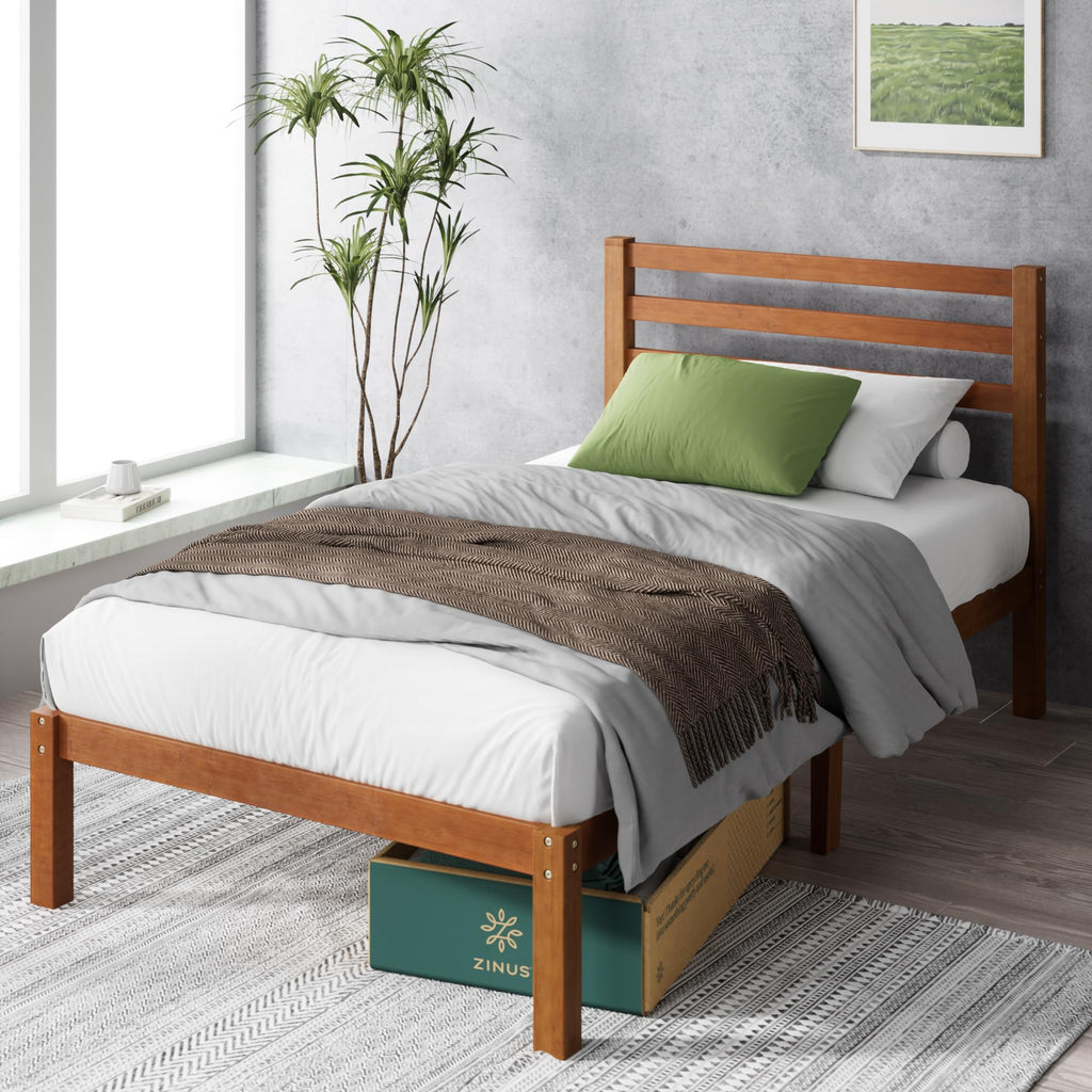 Twin Bamboo Platform Bed Frame with Headboard J758