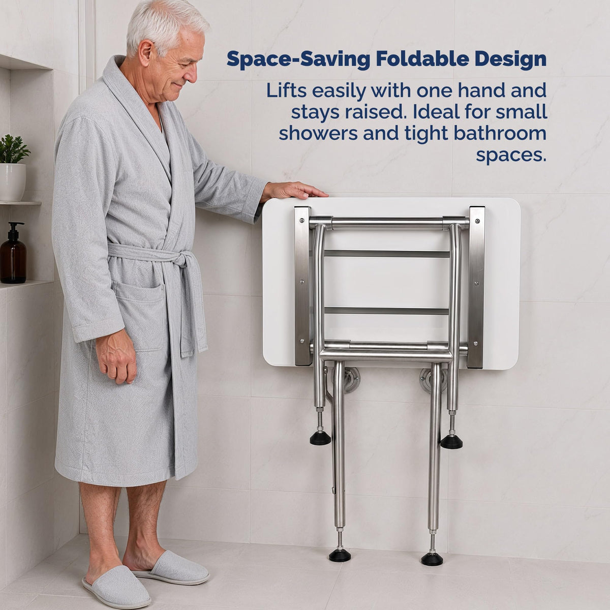Wall Mounted Phenolic Folding Shower Seat with Legs G984