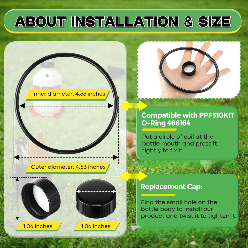 10 Replacement Cap 4 O Ring Black Poultry Waterer Part Q1859