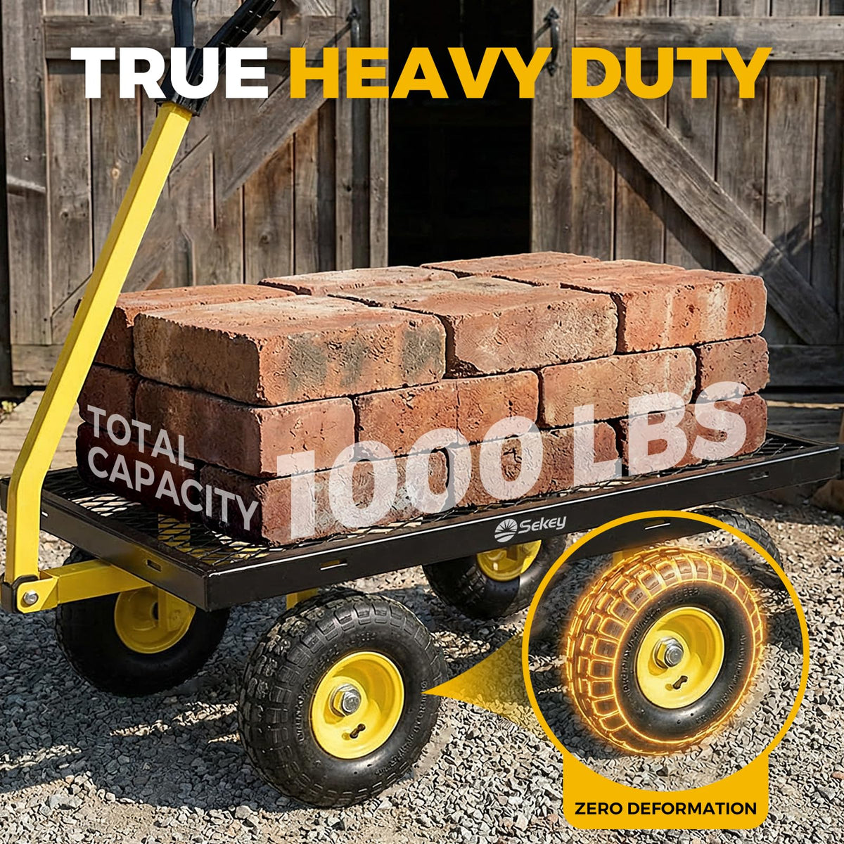 Steel Garden Cart 1000 lb Capacity Removable Sides H502371