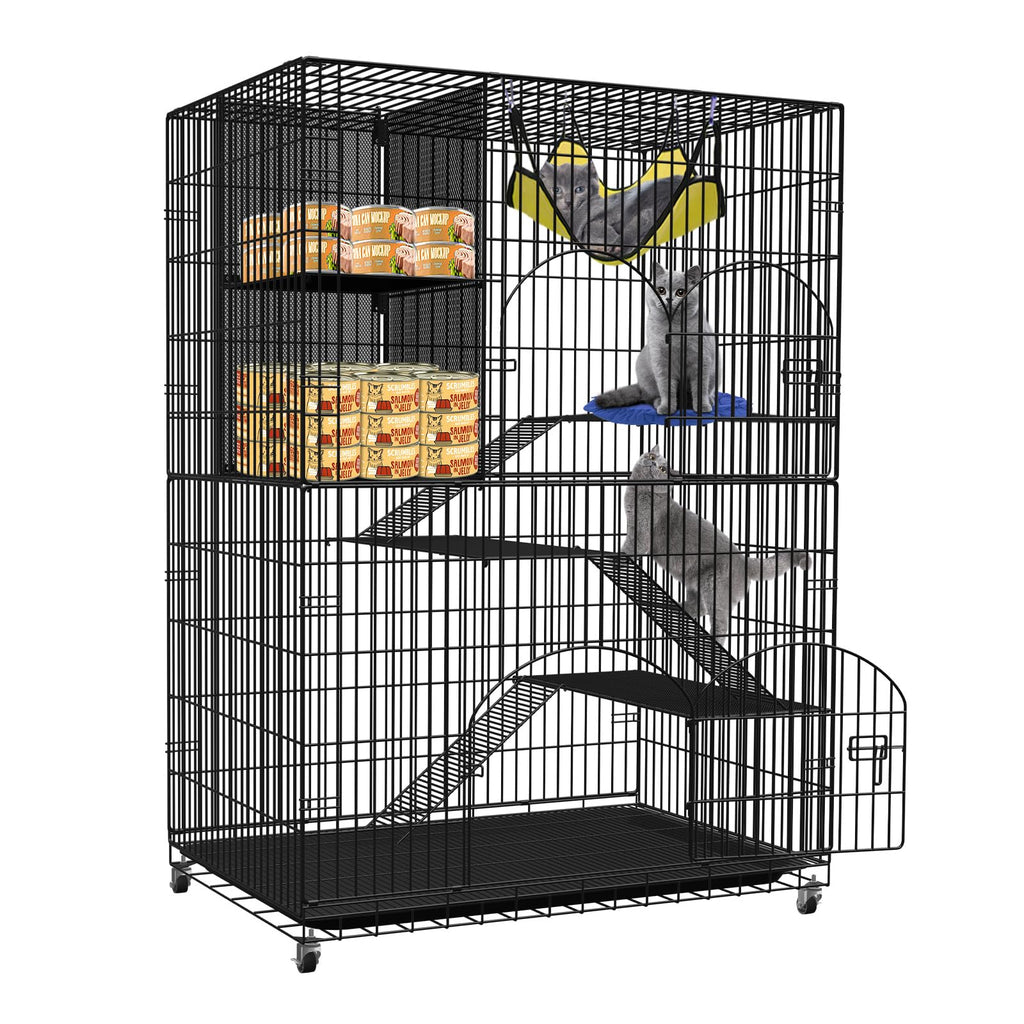 4-Tier Metal Cat Cage with Storage Cube M3139