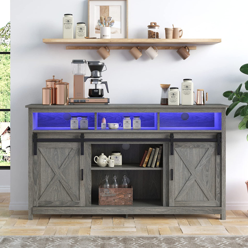 Wash Grey Wooden TV Stand with Sliding Barn Door M252645