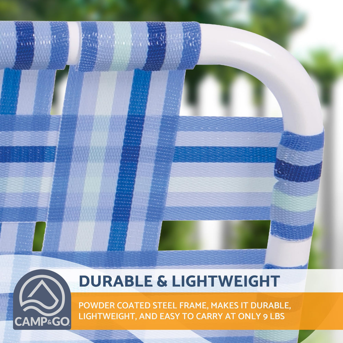 Blue/White Double-Wide Folding Web Lawn Chair N9291