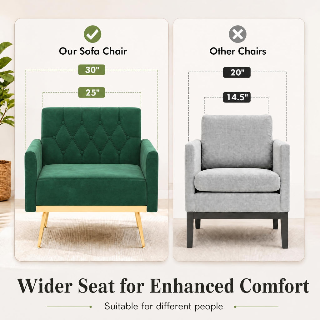 Green Velvet Accent Chairs Set of 2 A642