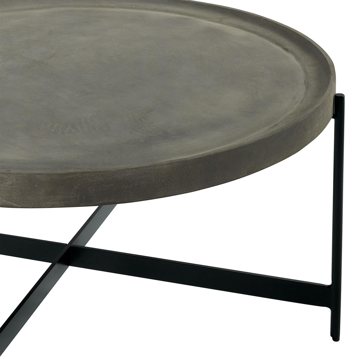 42-Inch Round Concrete-Coated Wood Coffee Table with Tray Top R307948