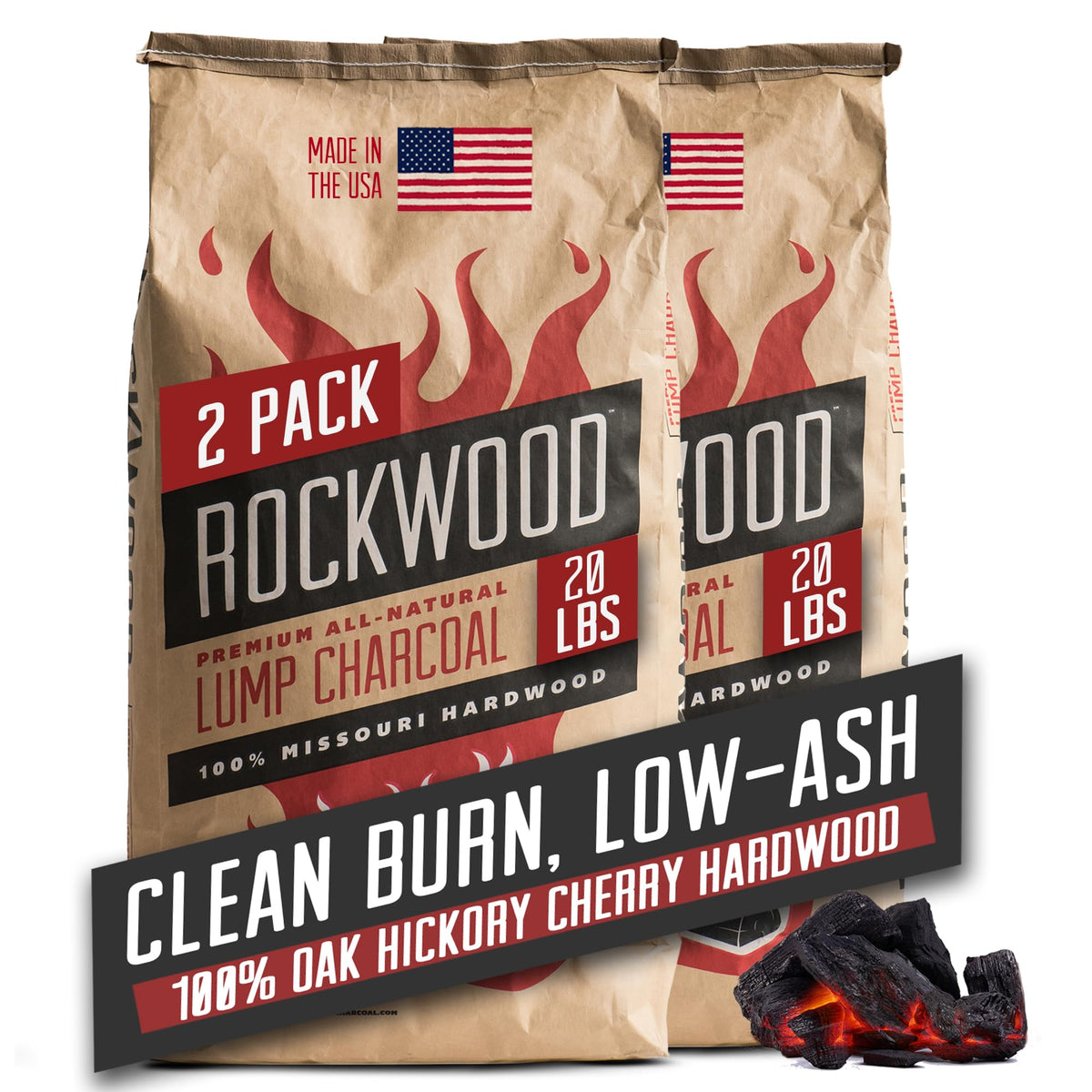 Natural Lump Charcoal 20 lbs 2 Packs S645158