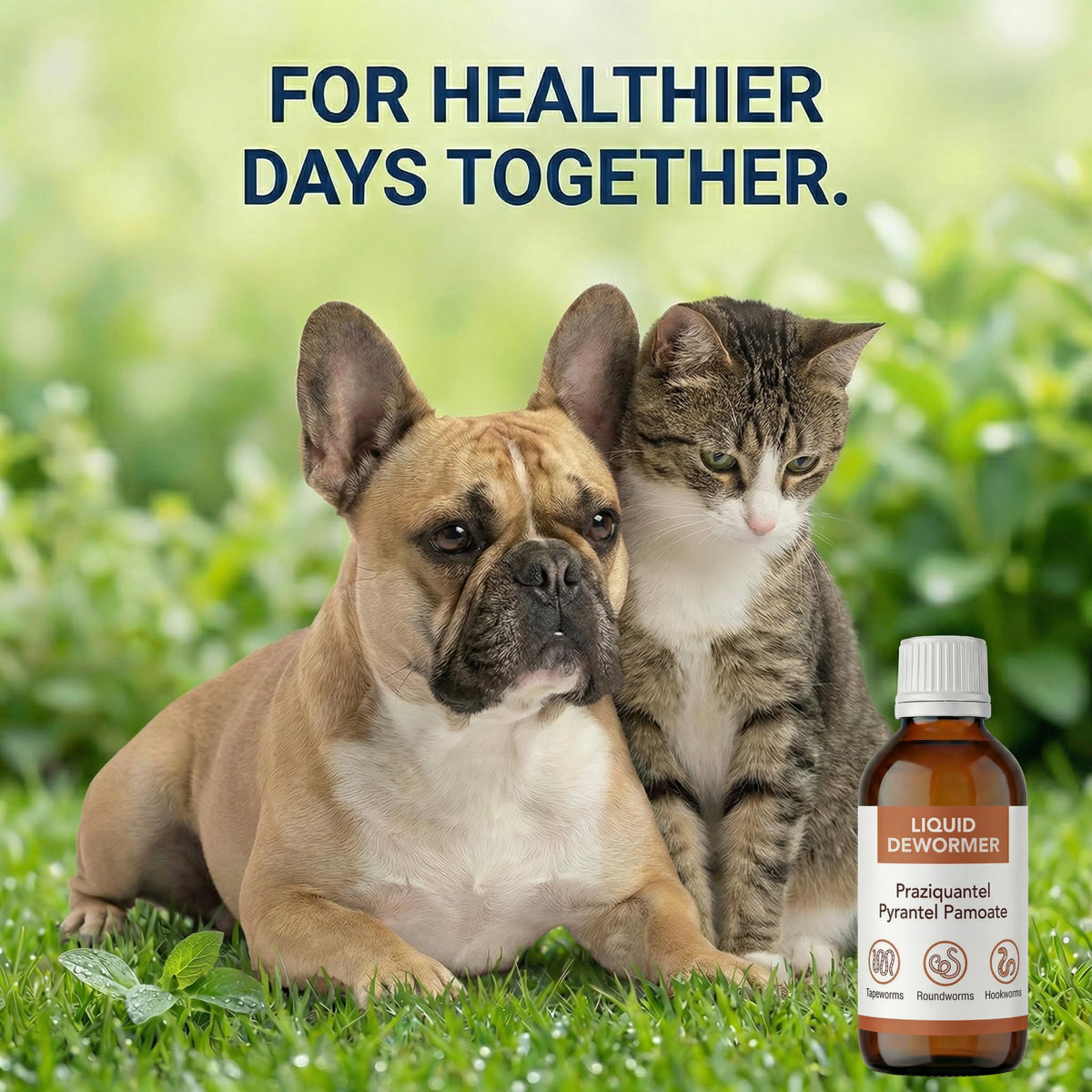 Praziquantel & Pyrantel Liquid Dewormer for Dog and Cat 3.4 fl oz H7892