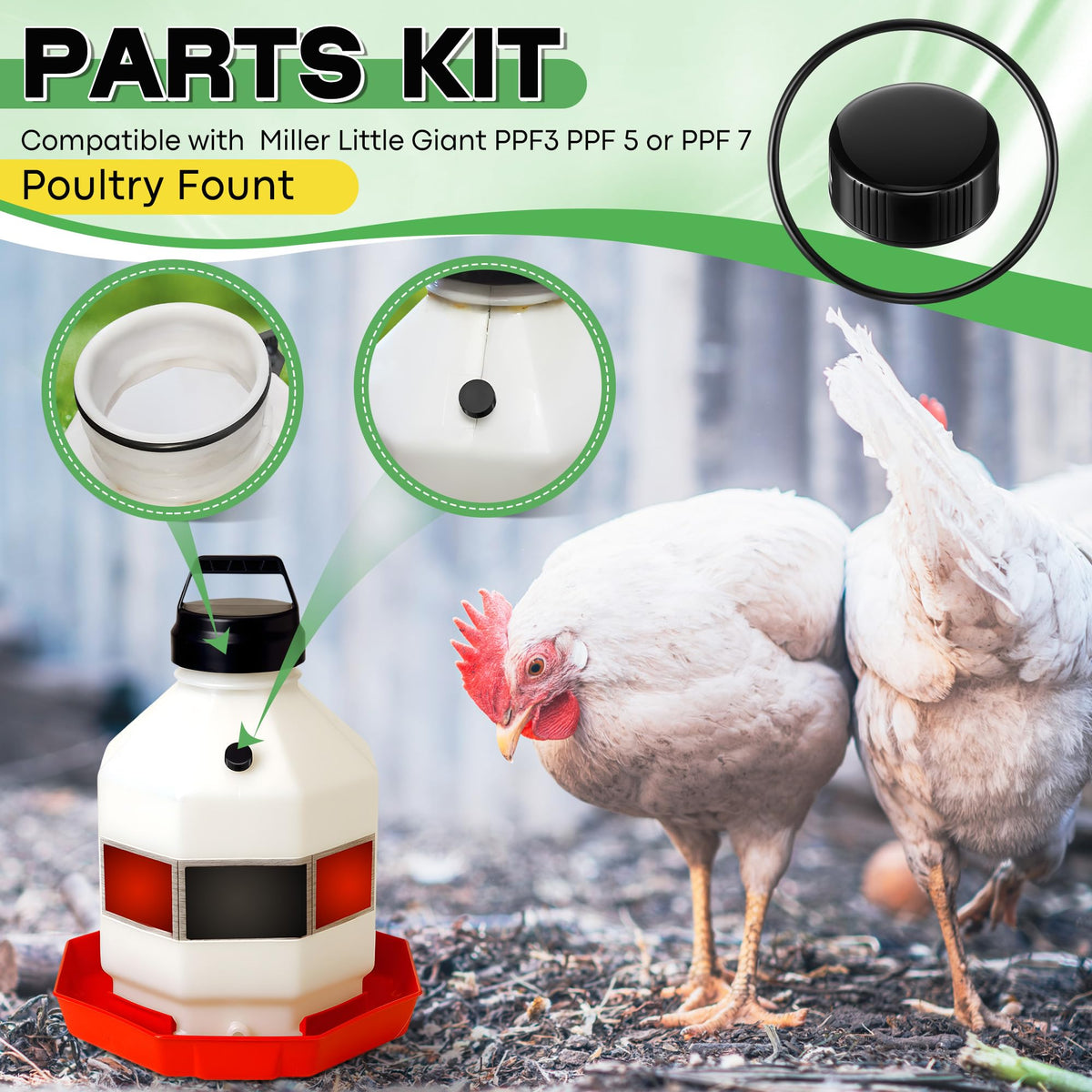 10 Replacement Cap 4 O Ring Black Poultry Waterer Part Q1859