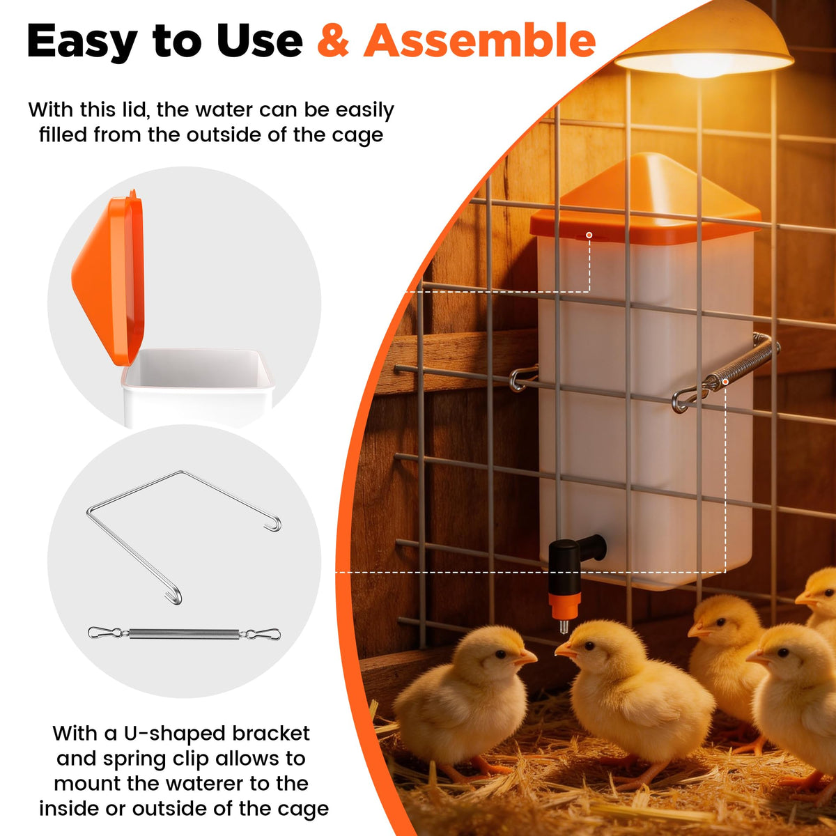 1L Baby Chick Waterer with Nipple Drinker and Anti-Roost Cone C21970