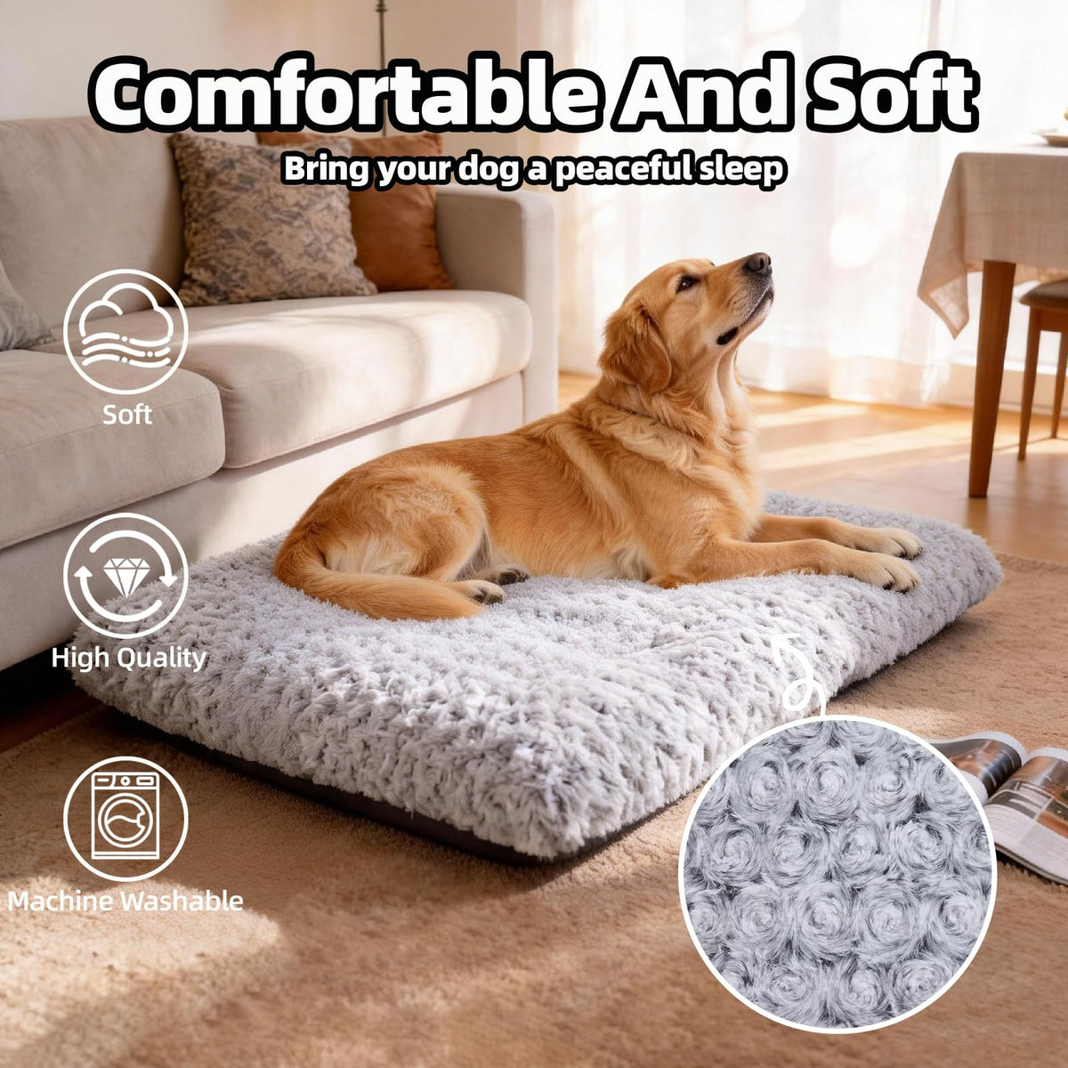 Large Washable Plush Dog Bed F7310