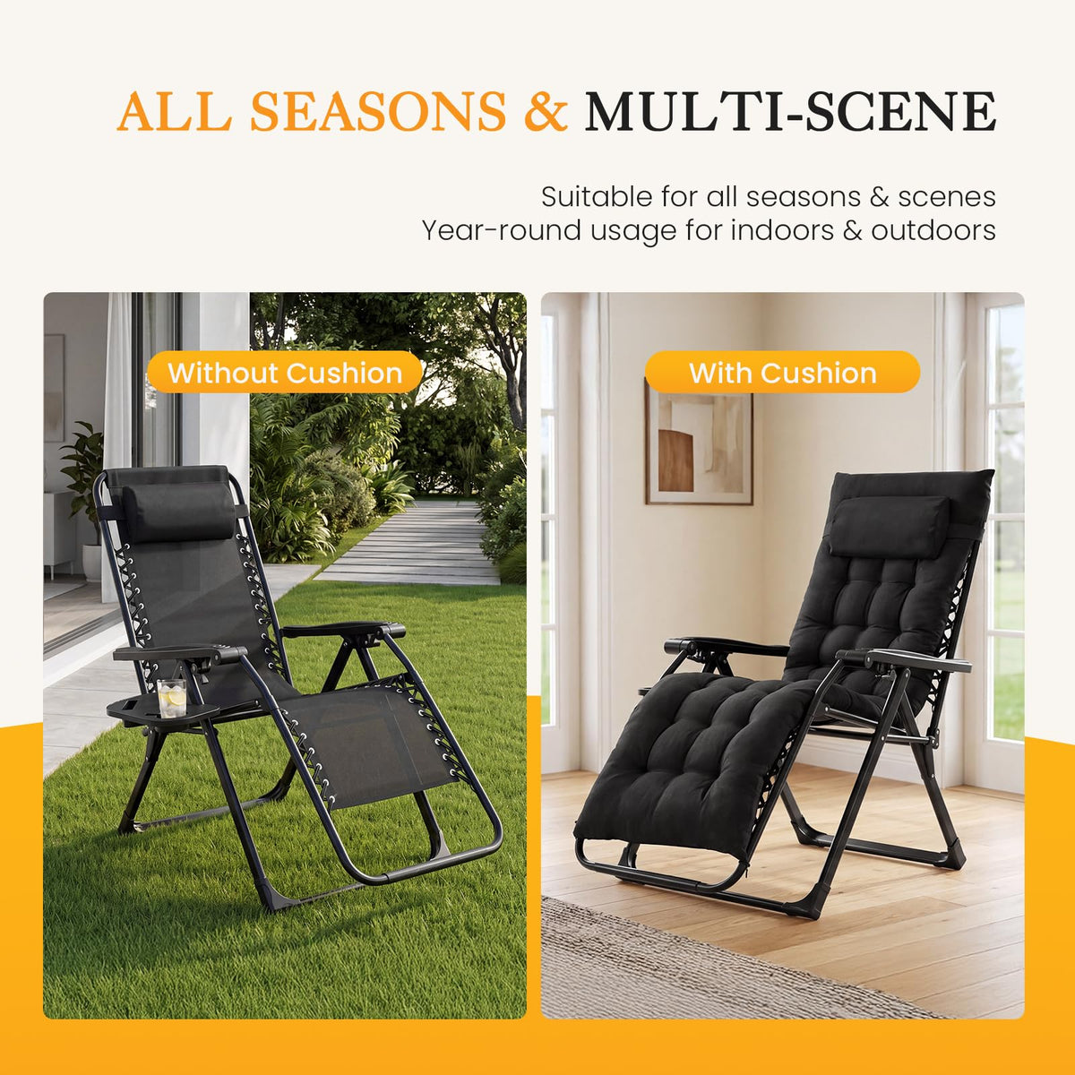 Zero Gravity Chair with Cup Holder Trays J5080