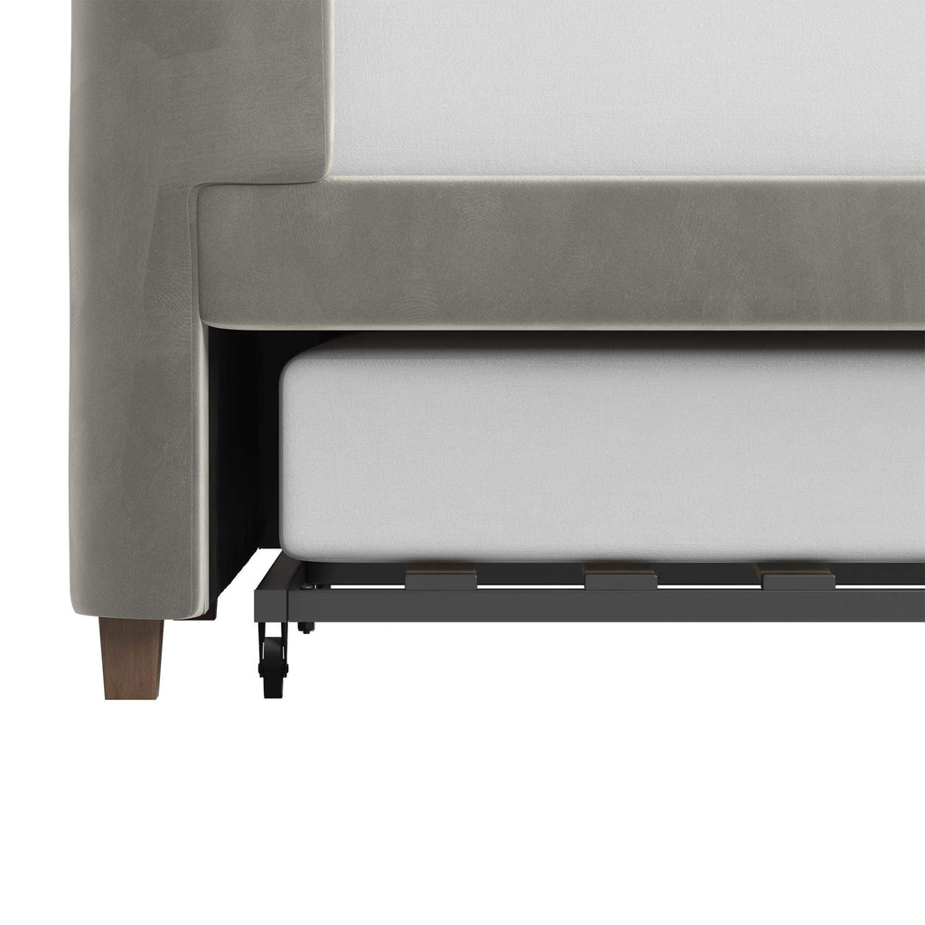 Gray Velvet Twin Upholstered Daybed with Trundle X62079