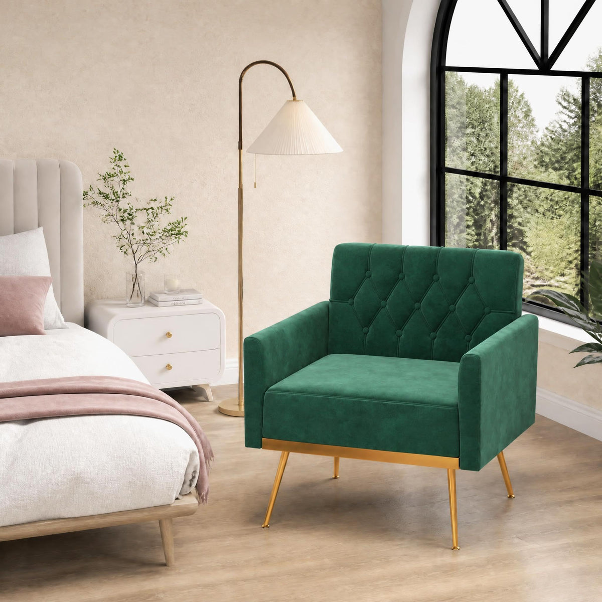 Green Velvet Accent Chairs Set of 2 A642