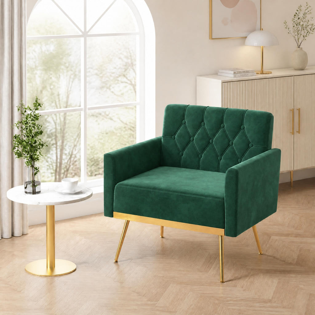 Green Velvet Accent Chairs Set of 2 A642