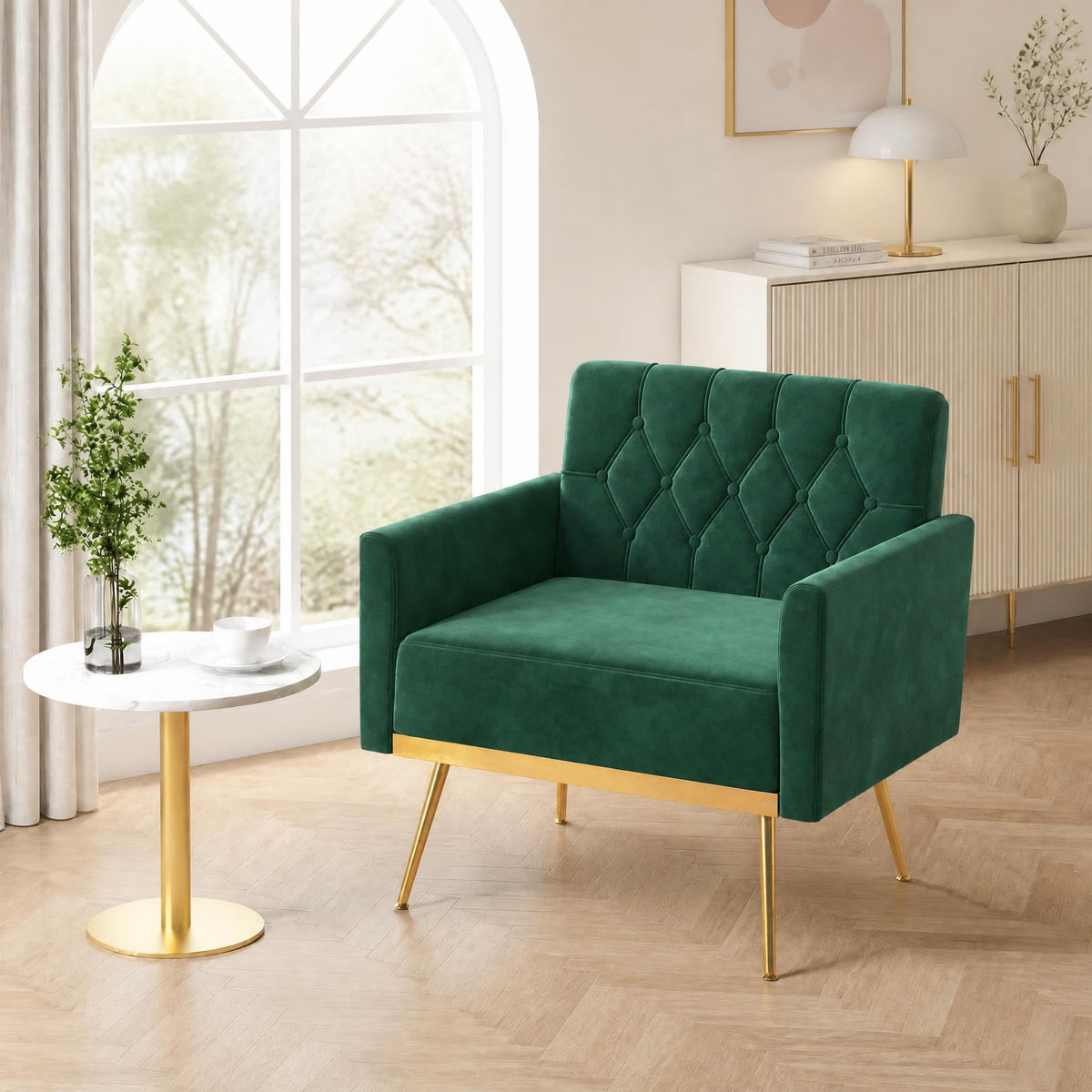 Green Velvet Accent Chairs Set of 2 A642