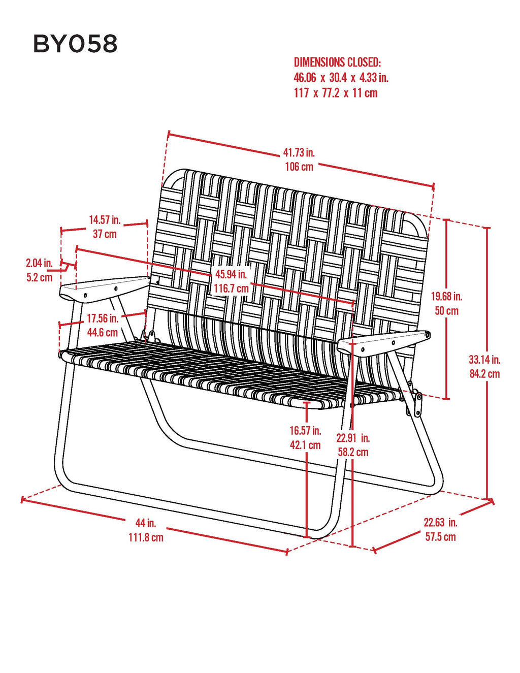 Blue/White Double-Wide Folding Web Lawn Chair N9291