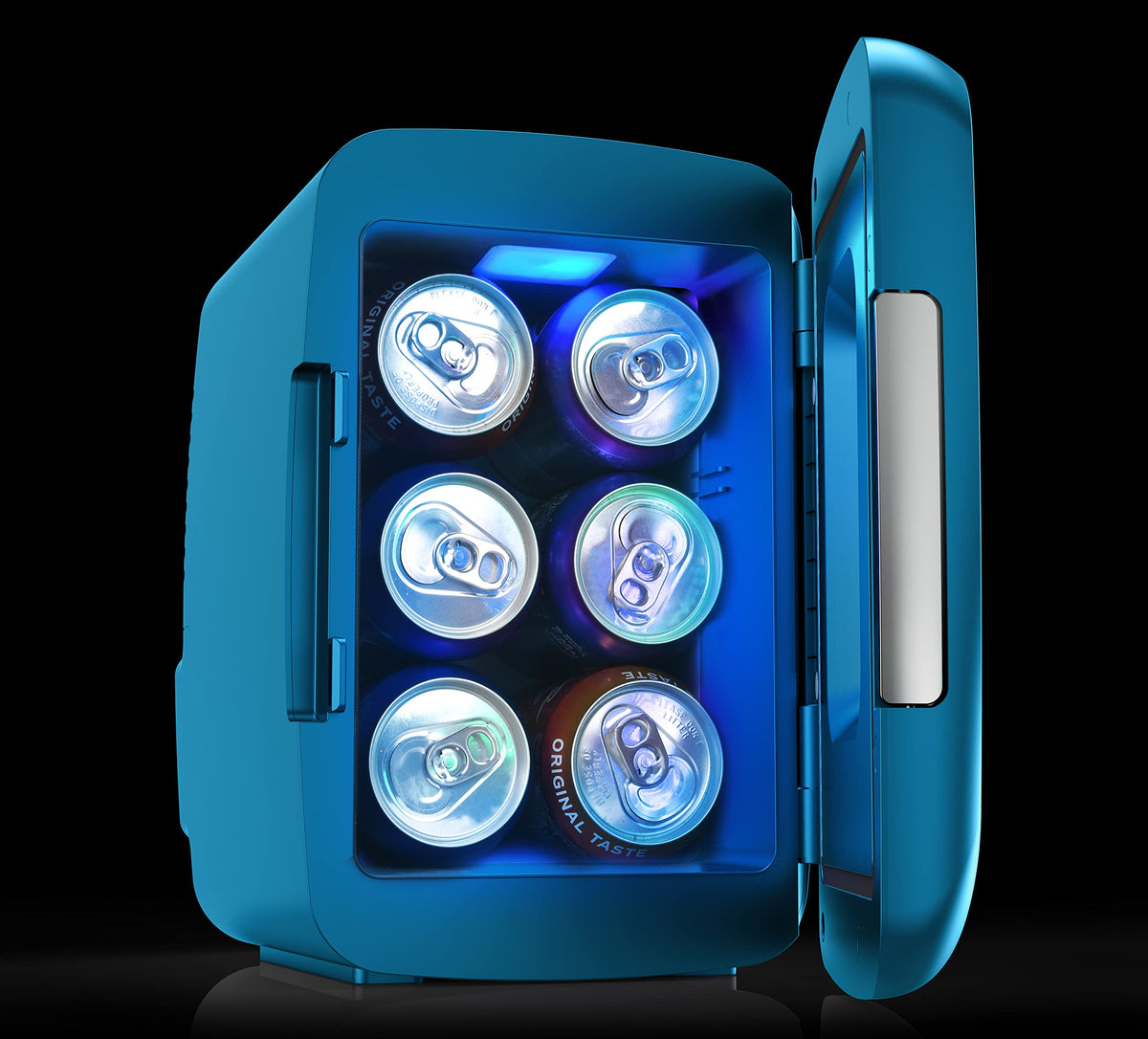 Gaming Light Up Mini Beverage Refrigerator 6 can 4 liters Blue T324876