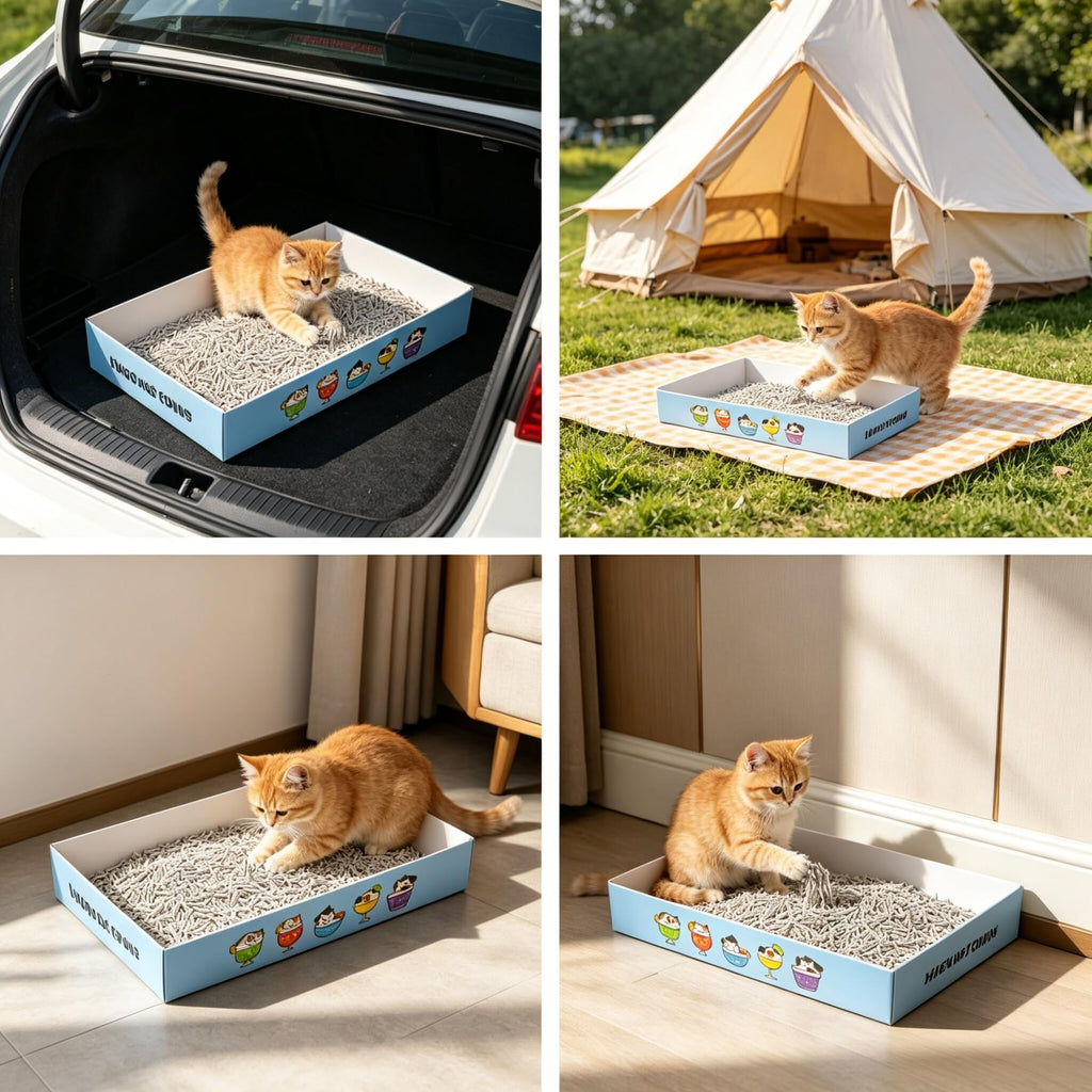 32 Pack Disposable Cat Litter Box with 6 Scoops H37890