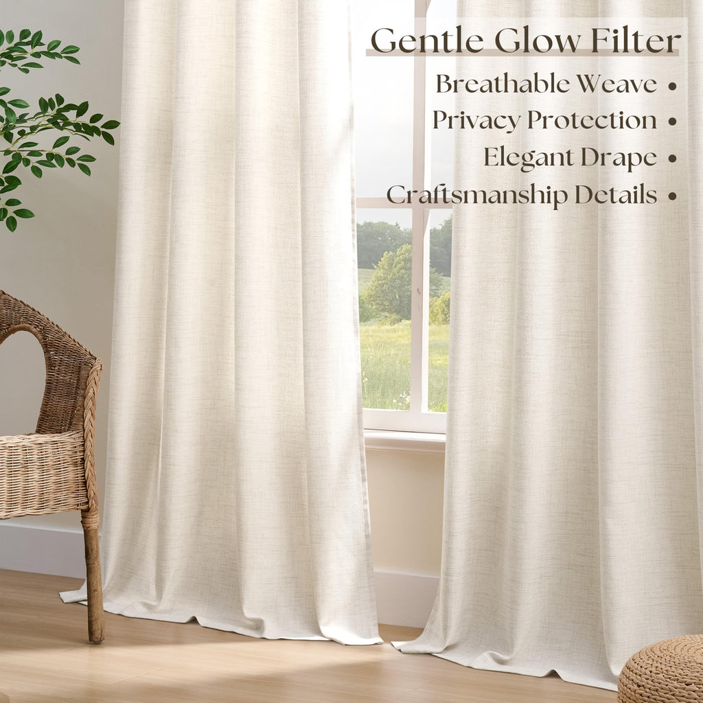Linen 100 Inch Wide 84 Inch Length Ivory Curtains O4587