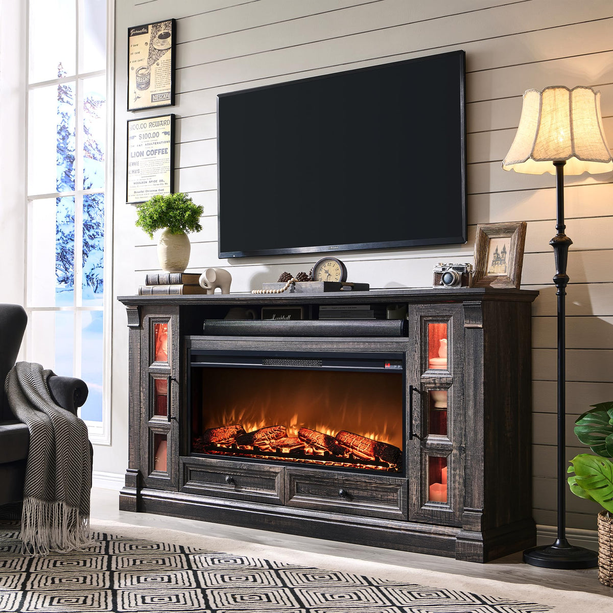 70" Fireplace TV Stand H859