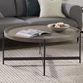 42-Inch Round Concrete-Coated Wood Coffee Table with Tray Top R307948