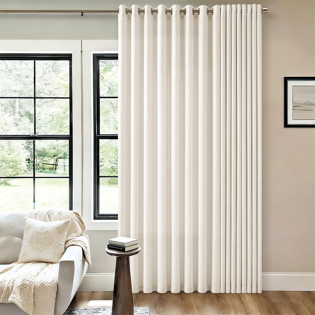 Linen 100 Inch Wide 84 Inch Length Ivory Curtains O4587