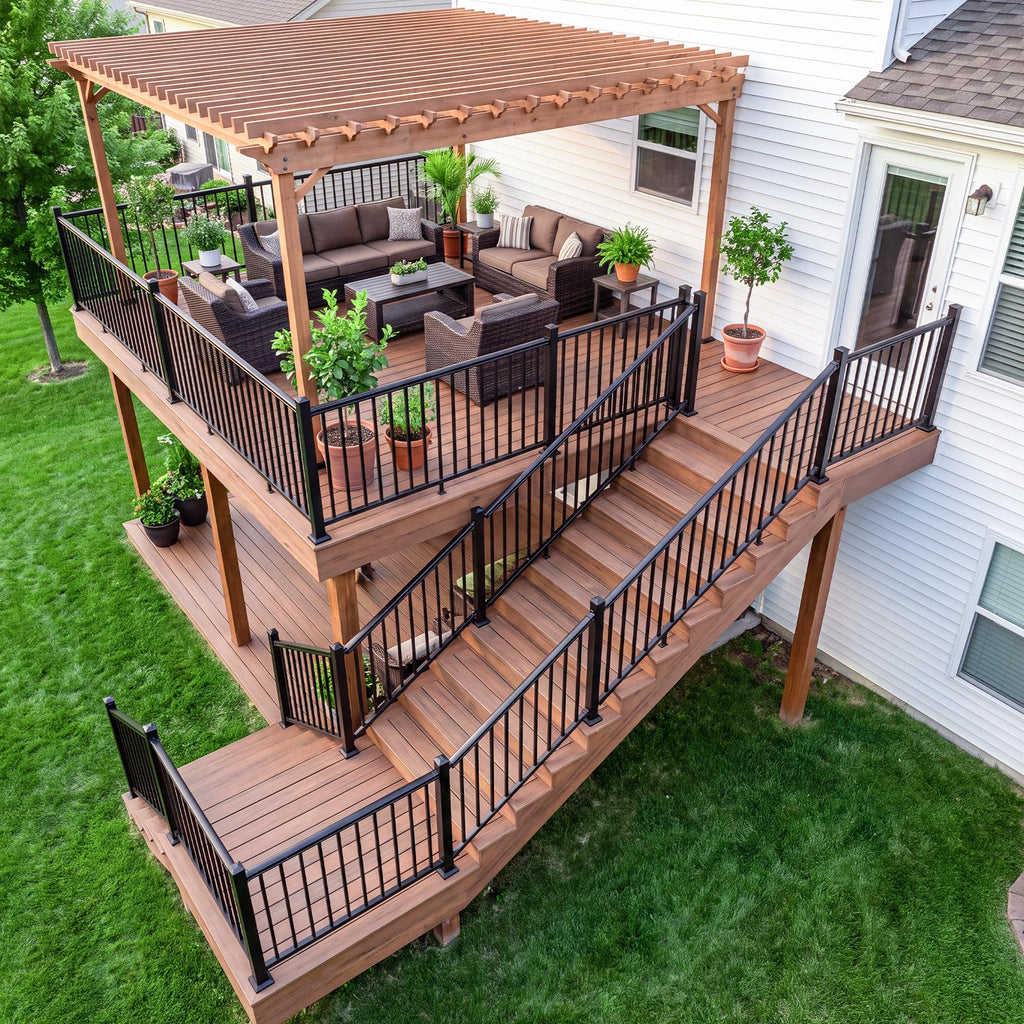 1 Pack 36 in x 6 ft Black Aluminum Stair Railing Kit G891564