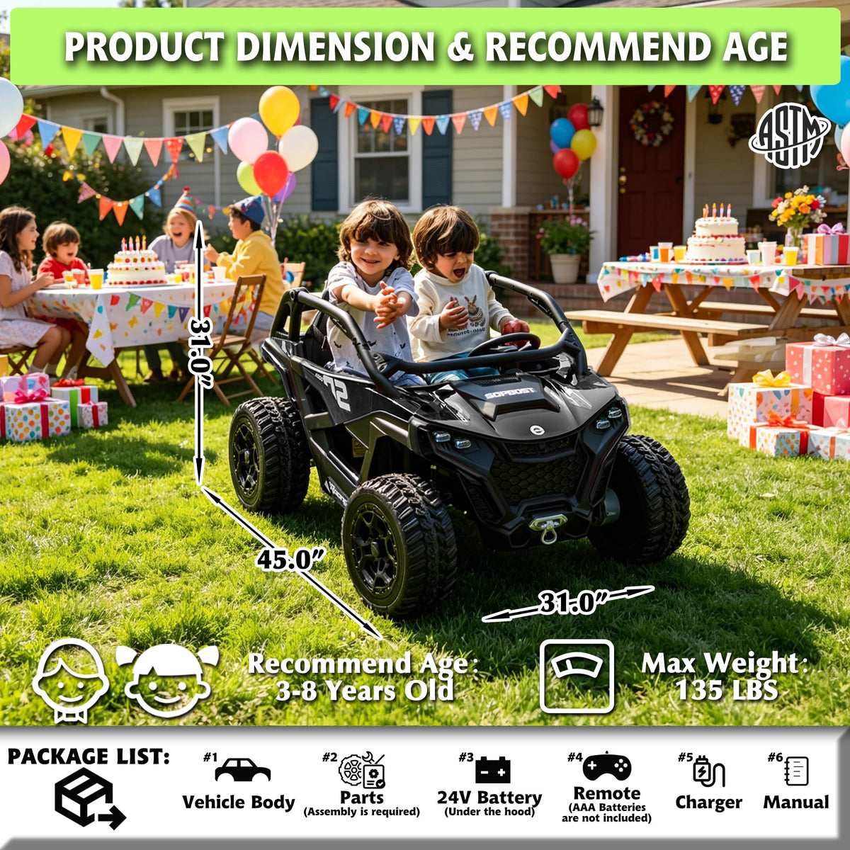 Black 2-Seater 4WD Ride On Car R8994