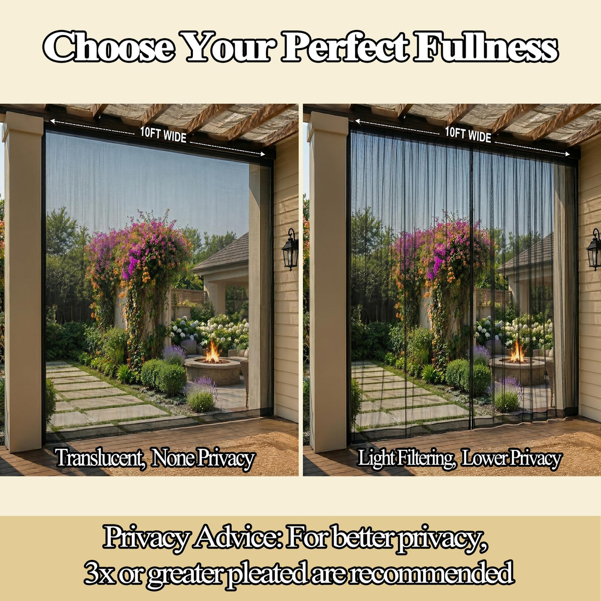 Black Mesh Mosquito Netting Curtains, 2 Panels K58645