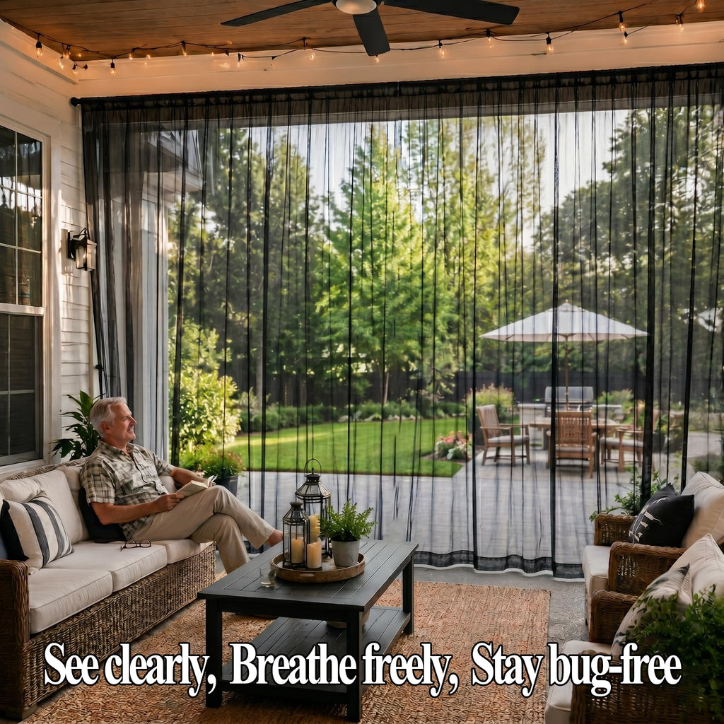 Black Mesh Mosquito Netting Curtains, 2 Panels K58645
