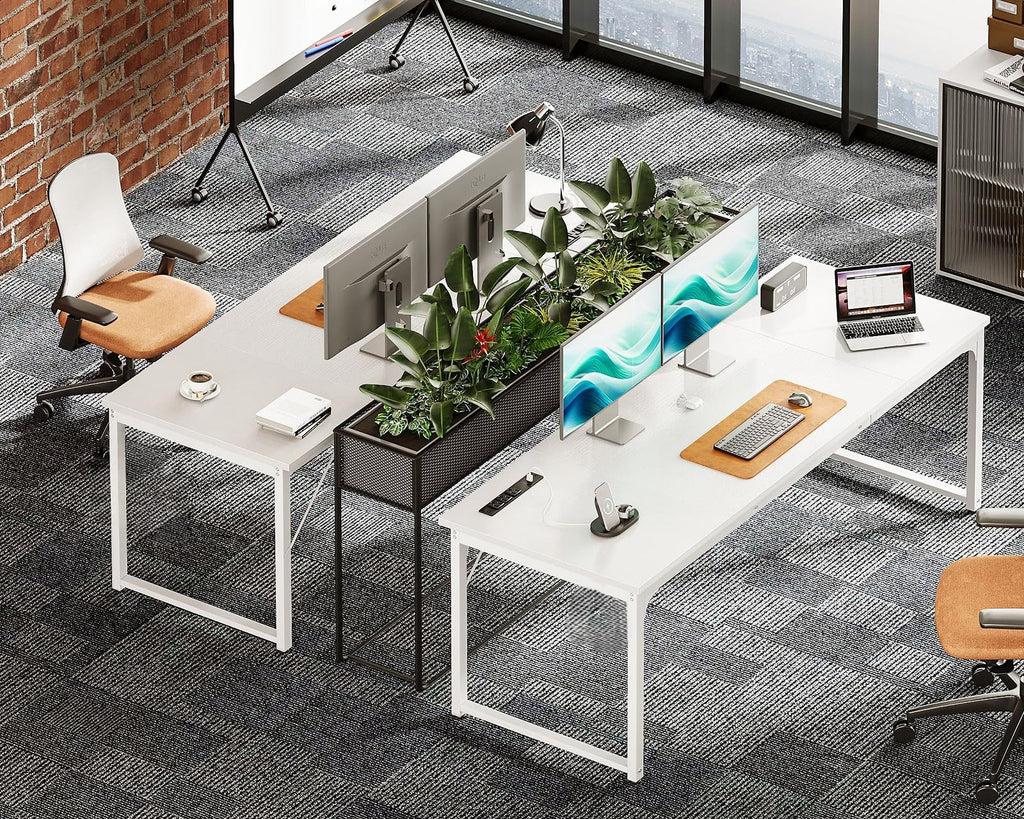 71 Inch White Computer Desk with USB Ports U2077