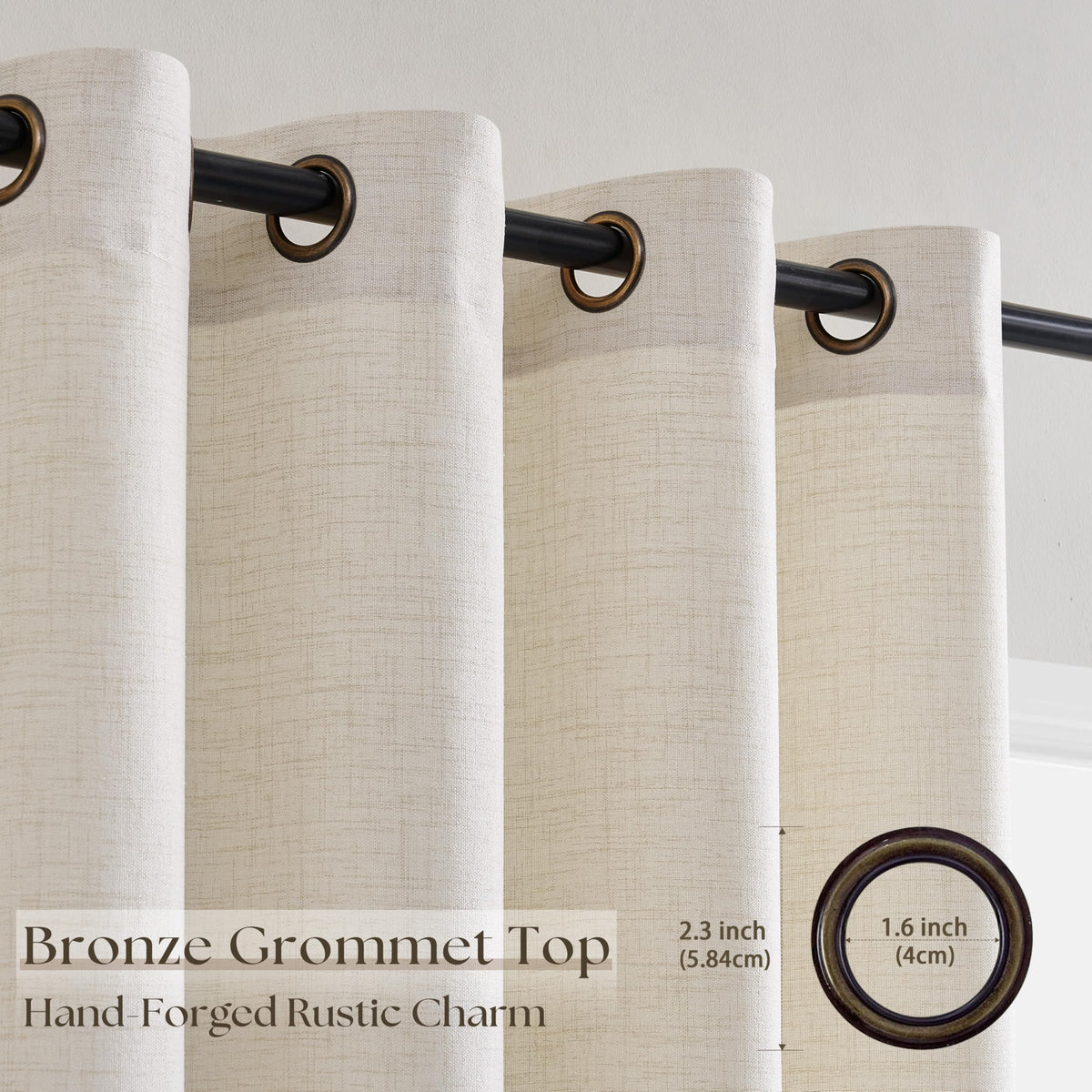 Linen 100 Inch Wide 84 Inch Length Ivory Curtains O4587