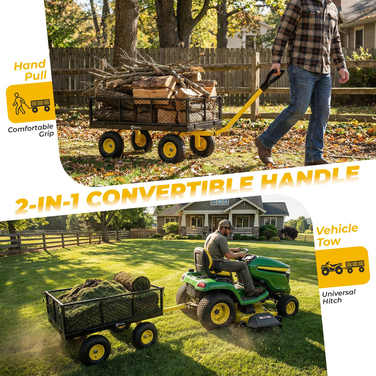 Steel Garden Cart 1000 lb Capacity Removable Sides H502371