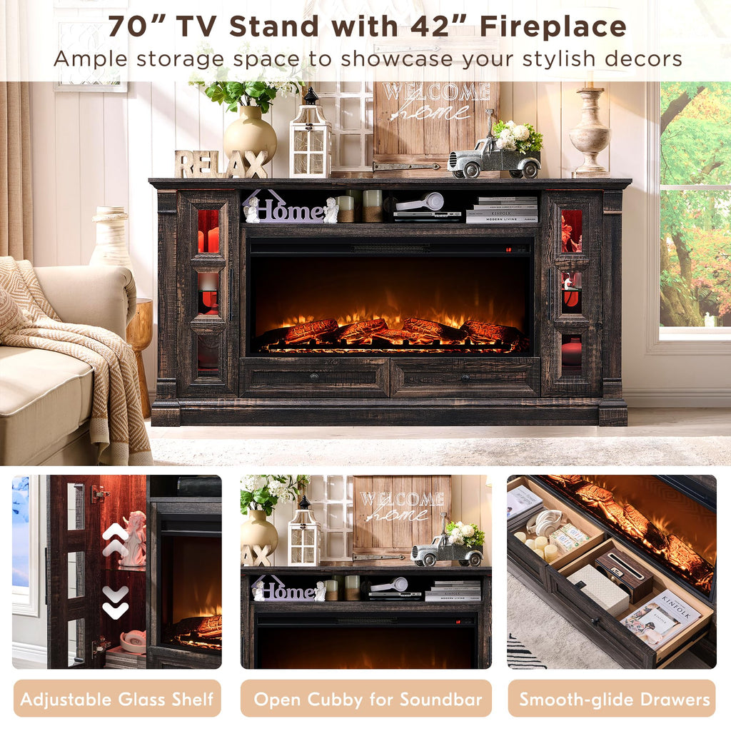 70" Fireplace TV Stand H859