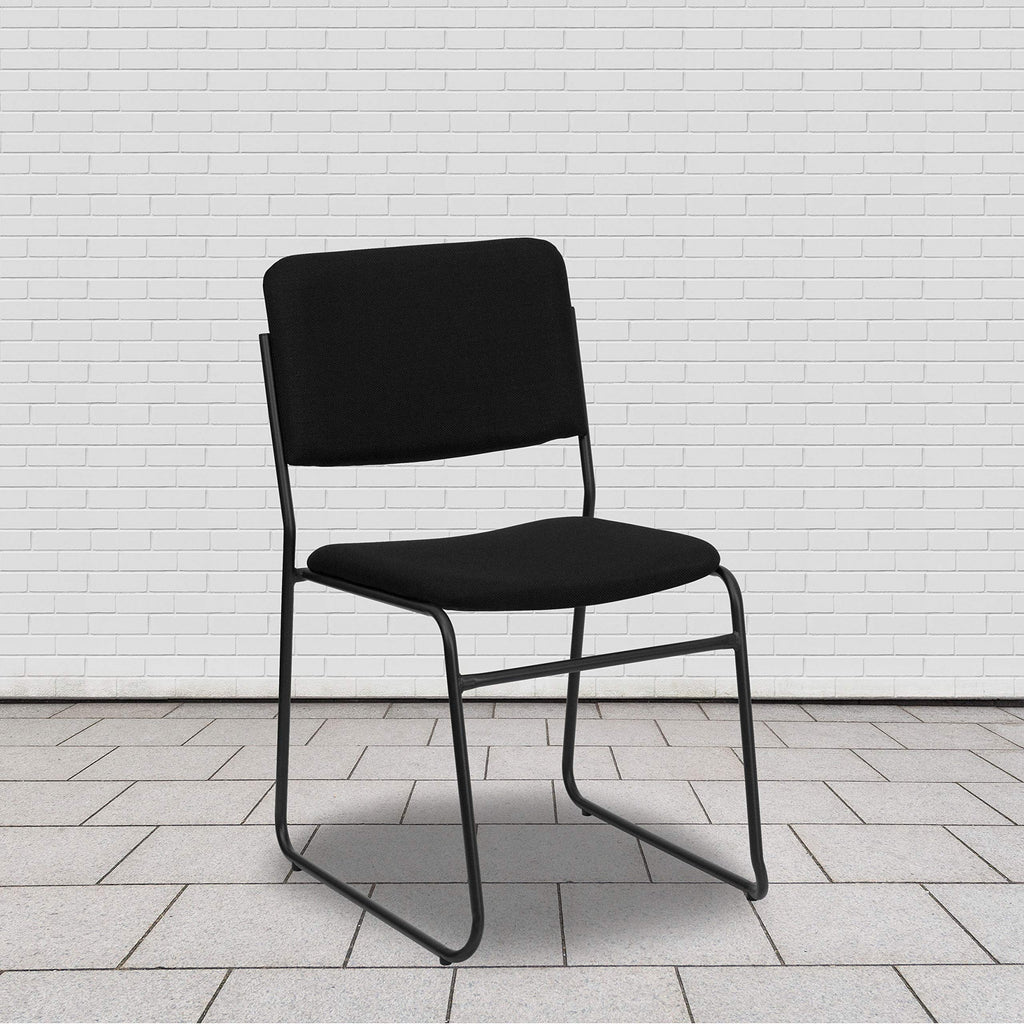 Black Fabric Stackable Chair with Sled Base H1593